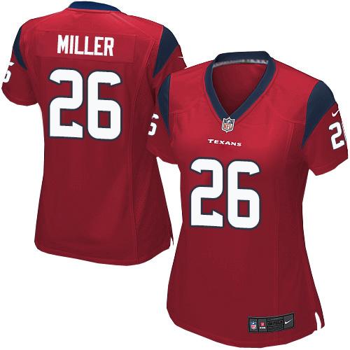 Nike Texans #26 Lamar Miller Red Alternate Women's Stitched NFL Elite Jersey - Click Image to Close